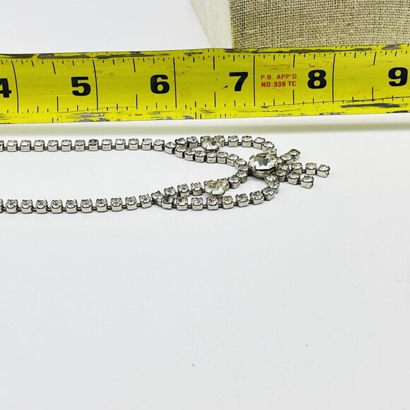 D VERS NY Rhinestone Necklace Graduated Crystal Drop Silver Tone Bridal Evening - Picture 10 of 10
